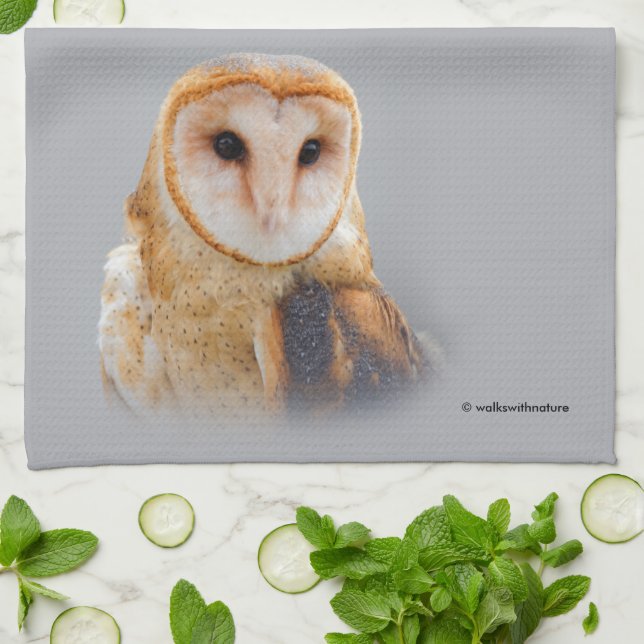 A Serene and Beautiful Barn Owl Towel (Folded)