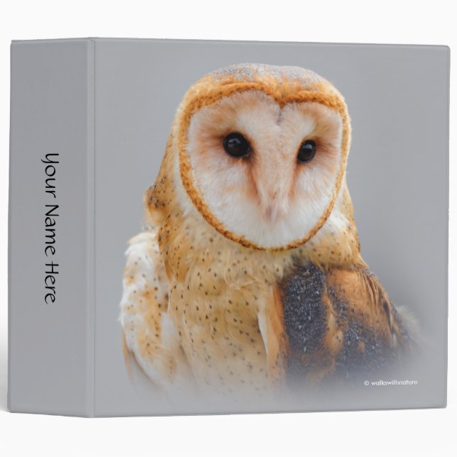 A Serene Barn Owl 3 Ring Binder (Front/Spine)