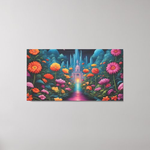 A serene garden with flowers canvas print