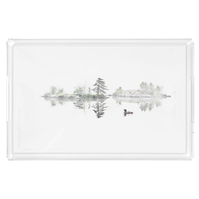 A serene loon scene in Maine Woods/Waters: Acrylic Tray (Front)