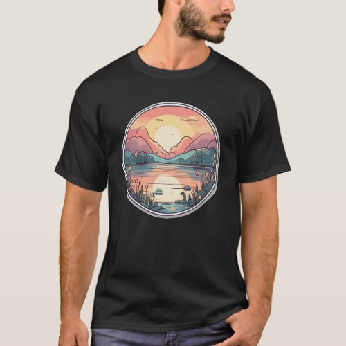 A Serene Morning by the Lakeside Woods T_Shirt