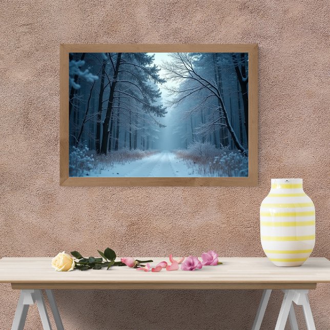 A Serene Path Through a Snow-Covered Forest Poster (Creator Uploaded)