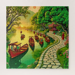 A serene riverside scene jigsaw puzzle