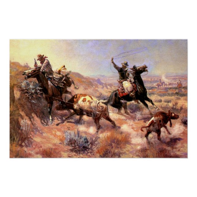 A Serious Predicament by Charles M. Russell Poster (Front)