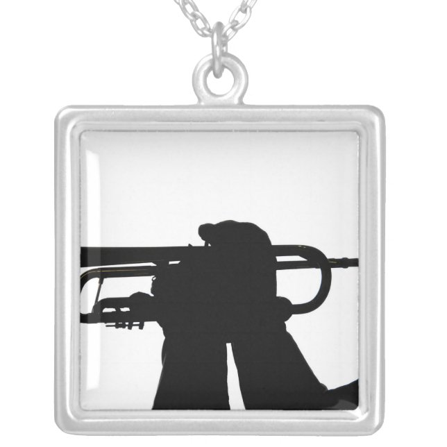 A service member plays a tune silver plated necklace (Front)