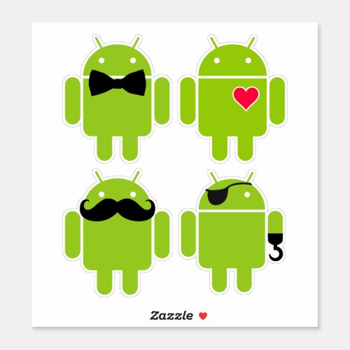 A Set of 4 Android Robots Sticker