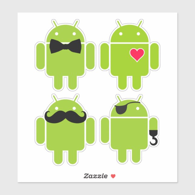 A Set of 4 Android Robots Sticker (Sheet)