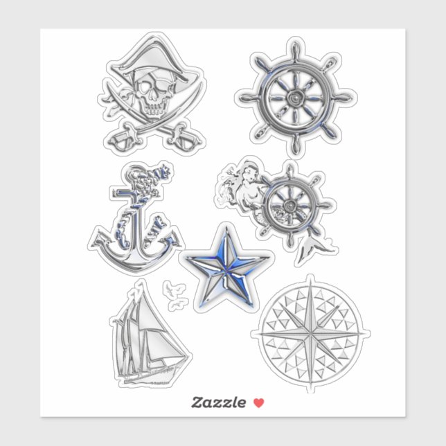 A Set of 7 Nautical Design Elements Sticker (Sheet)