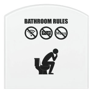 A Set of Bathroom Rules Door Sign