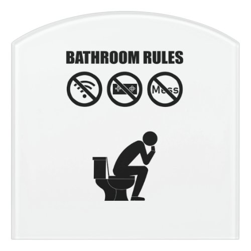 A Set of Bathroom Rules Door Sign