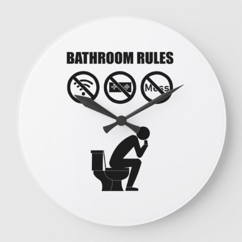 A Set of Bathroom Rules Large Clock
