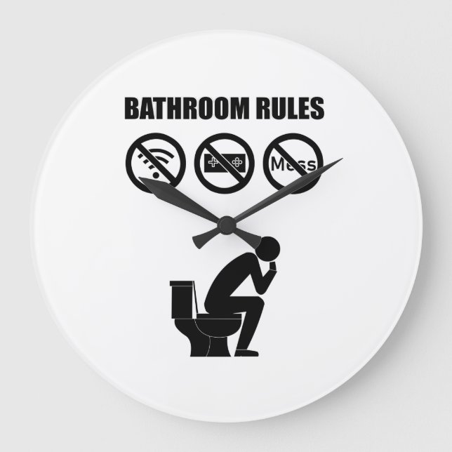 A Set of Bathroom Rules Large Clock (Front)