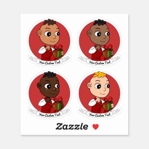 A set of diverse cute Christmas baby cartoons _ v2 Sticker