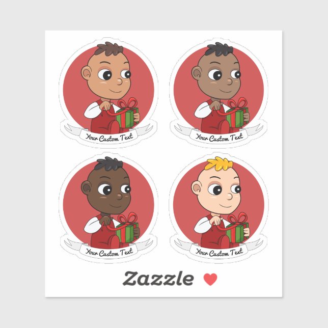 A set of diverse cute Christmas baby cartoons - v2 Sticker (Sheet)