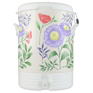 A set of flowers painted in watercolor  beverage cooler