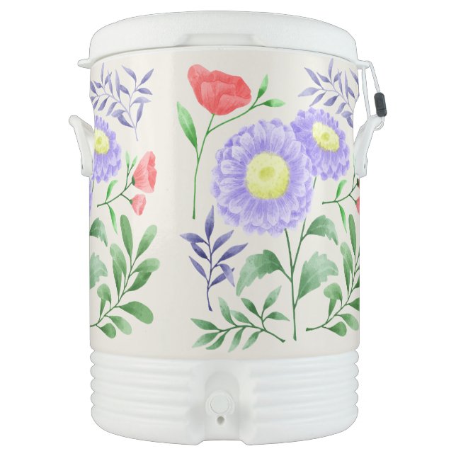 A set of flowers painted in watercolor  beverage cooler (Front)