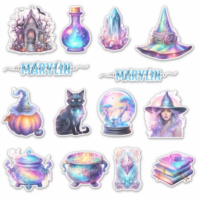 A SET OF FRIGHTENINGLY FUN CUSTOM NAME HALLOWEEN  STICKER (Front)