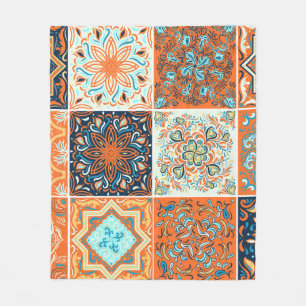 A set of ornaments,ceramic tiles. Abstract pattern Fleece Blanket