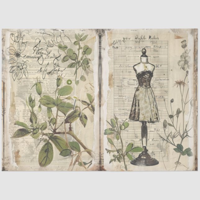 A Sewing Junk Journal Series Design #11 Tissue Paper (Front)