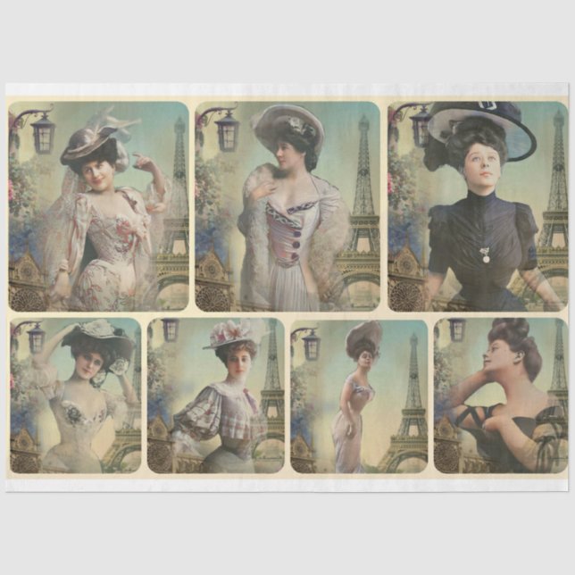 A Shabby Chic Parisian Woman Series Design 1 Tissu Tissue Paper (Front)