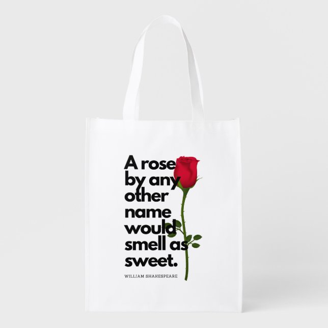 A SHAKESPEARE POEM AND A ROSE  grocery bag  (Front)