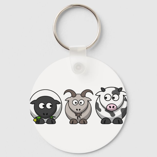 A Sheep, A Goat and a Cow Keychain (Front)