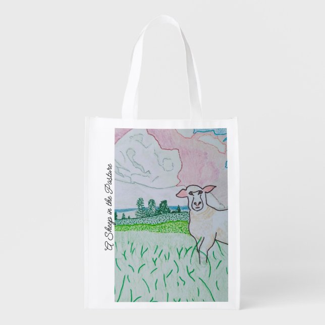 A Sheep in the Pasture  Grocery Bag (Front)