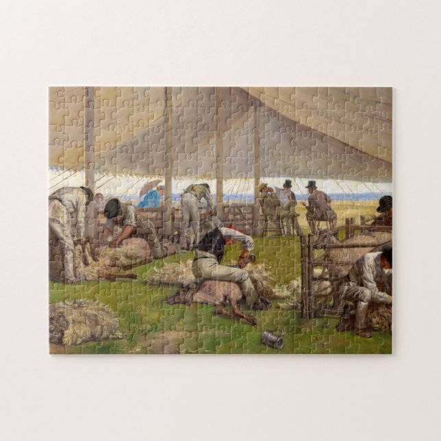 A Sheep Shearing Match, 1875 by Eyre Crowe Jigsaw Puzzle (Horizontal)