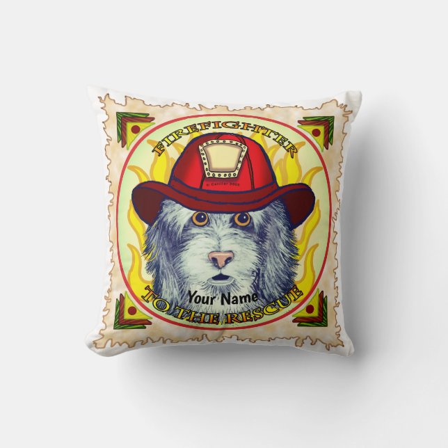 A Sheepdog Firefighter pillow (Front)