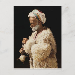 A Shepherd from the holy land spinning wool Postcard