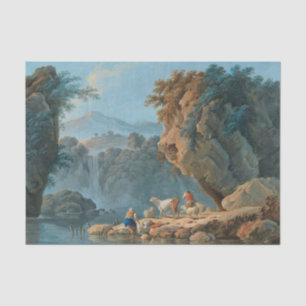 A Shepherdess Couple in a Mountainous Landscape Tissue Paper