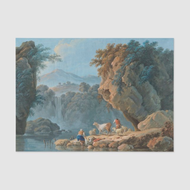 A Shepherdess Couple in a Mountainous Landscape Tissue Paper (Front)