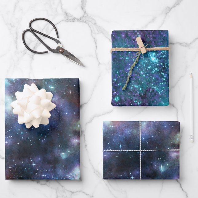A Shimmering Galaxy Series Design 3  Wrapping Paper Sheets (Front)