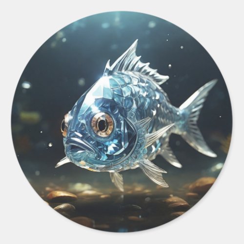 A shiny diamond fish  classic round sticker