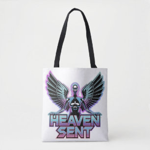 A shiny, metallic angel with wings, Y2K design Tote Bag