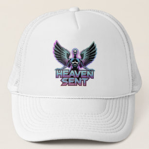 A shiny, metallic angel with wings, Y2K design Trucker Hat