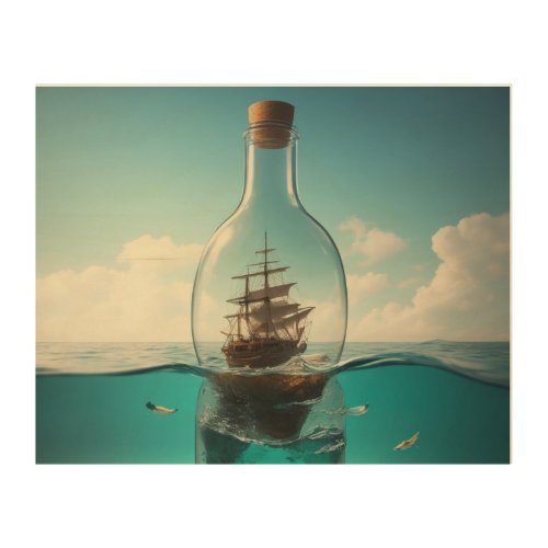 A ship in a bottle wood wall art