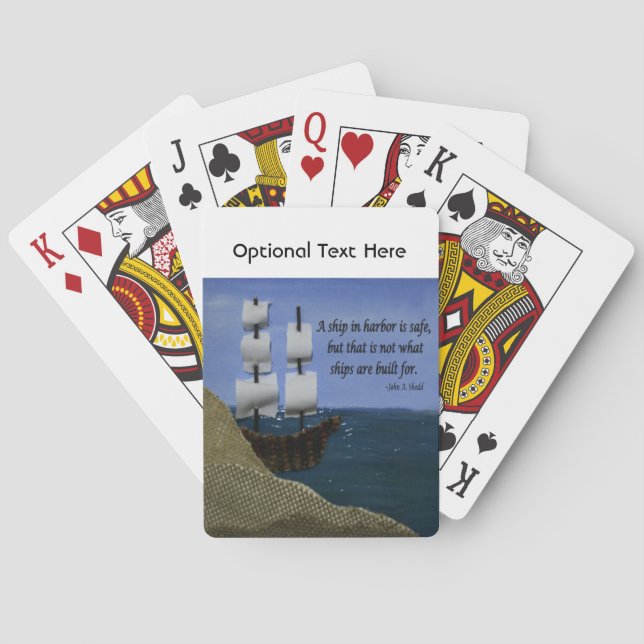 A Ship in Harbor is Safe Inspirational Quotation Poker Cards (Back)