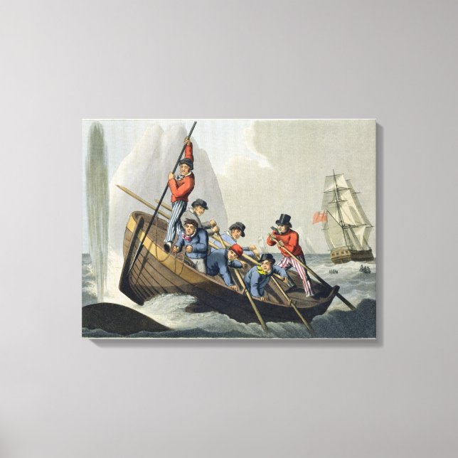 A Ship's Boat Attacking a Whale, engraved by Matth Canvas Print (Front)