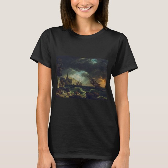 A Shipwreck in Stormy Seas by Claude-Joseph Vernet T-Shirt (Front)