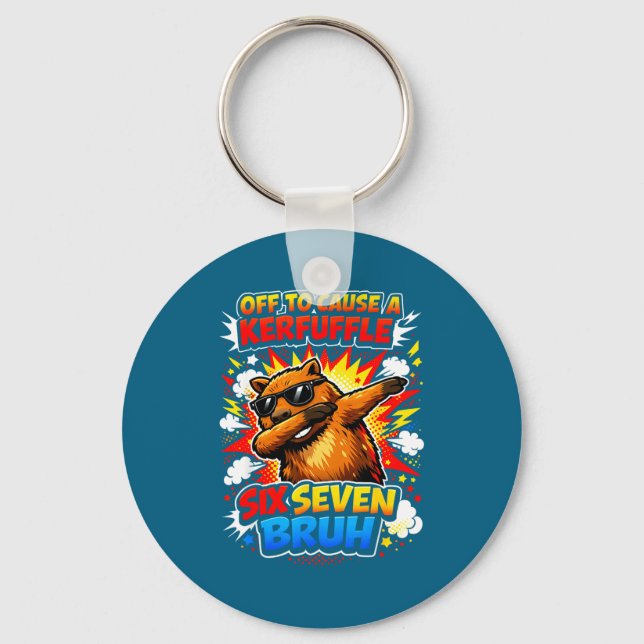 A Shirt Retro Capybara Meme Off Cause Keychain (Front)