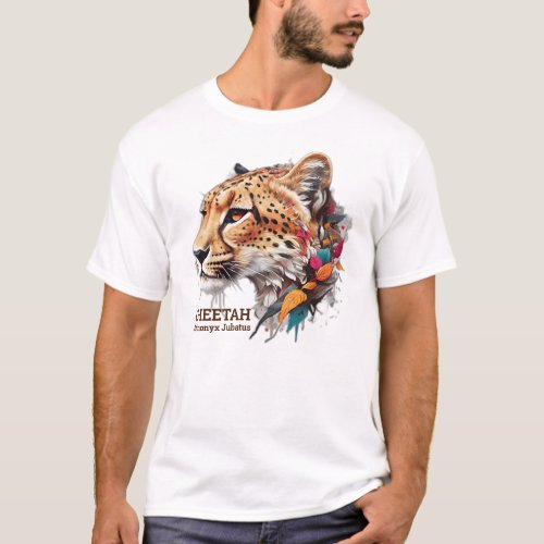 A shirt with colorful design of cheetahs head