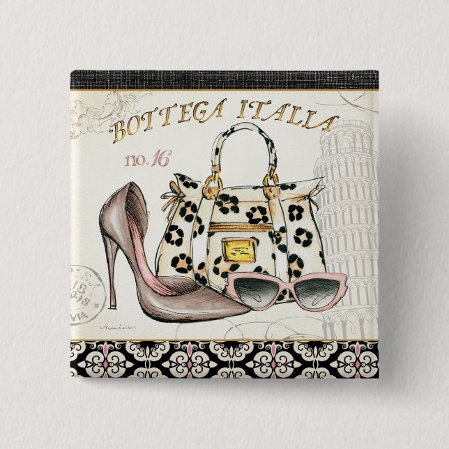 A Shoe, A Bag, and A Pair of Glasses Button (Front)