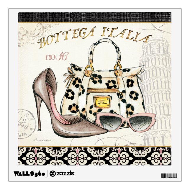 A Shoe, A Bag, and A Pair of Glasses Wall Decal (Front)