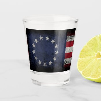A Shot Of Freedom Vintage Betsy Ross American Flag Shot Glass by KDRDZINES at Zazzle