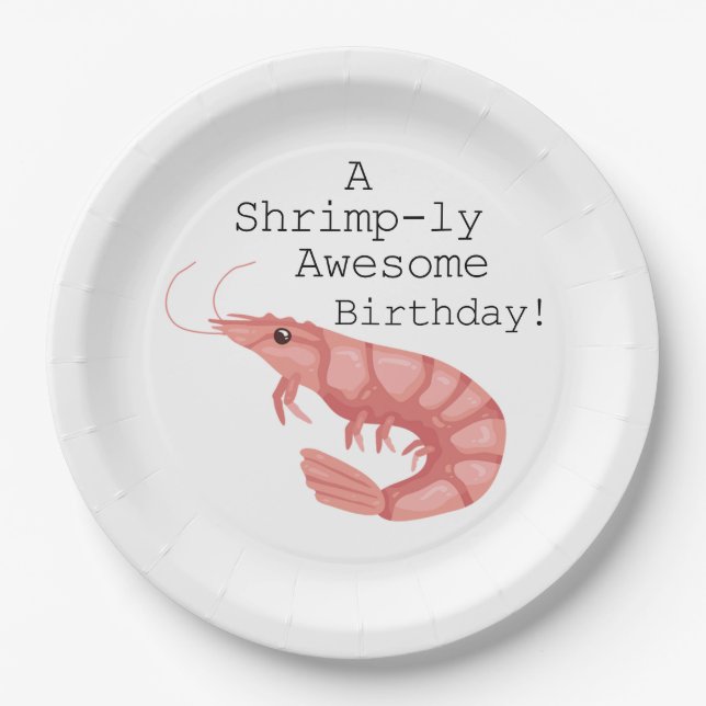 A Shrimp-ly Awesome Birthday Paper Plates (Front)