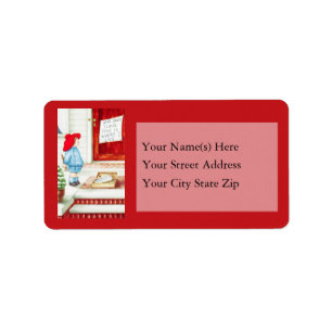 A sign For Santa Vintage Address Label