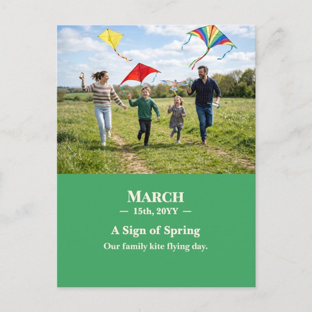 A Sign of Spring March Memory Photo Postcard (Front)