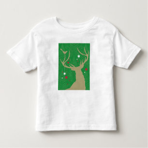 A silhouette of a deer with stars hanging from its toddler t-shirt
