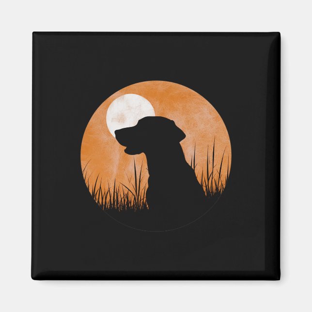 A Silhouette Of A Hunting Black Or Yellow Lab On O Magnet (Front)